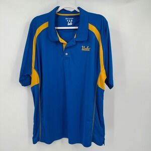 Champion Elite UCLA Bruins Polo Shirt Men 2XL Blue Gold Performance Short Sleeve